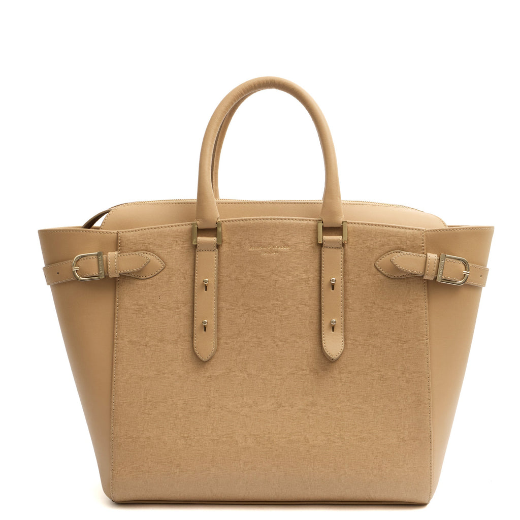 Aspinal of London Top Handle Marylebone Tote - Large in Neutral, Leather