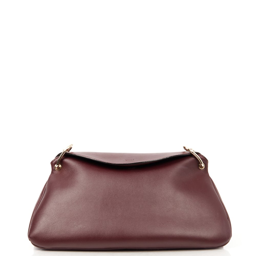 Chloe Shoulder Bag Juana Chain Bag in Plum Purple, Calfskin Leather