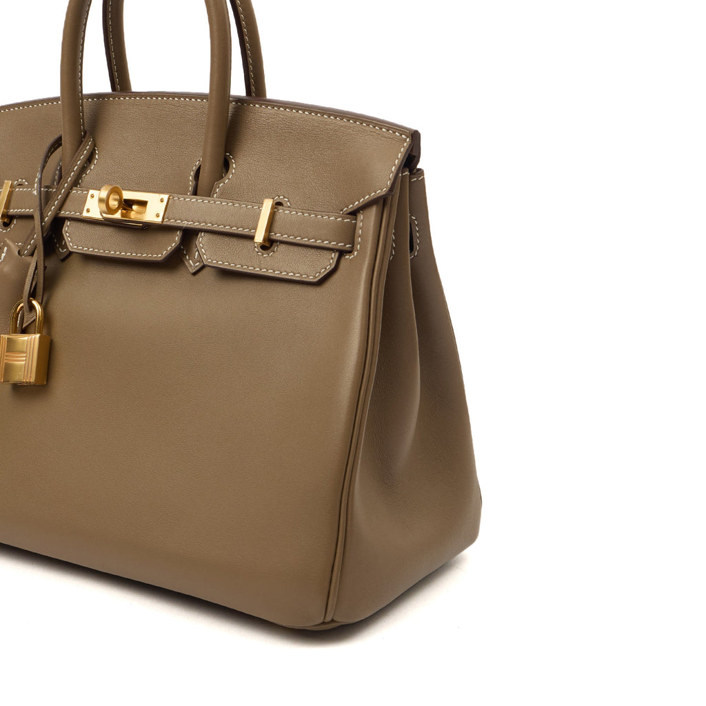 Hermes Tote Birkin 25 in Etoupe, Swift (Gulli35) Leather