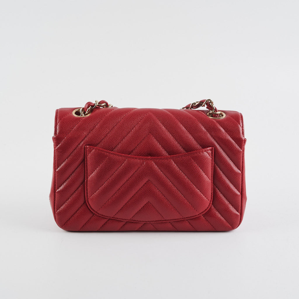 Chanel 18B Chevron Rectangular Mini Red