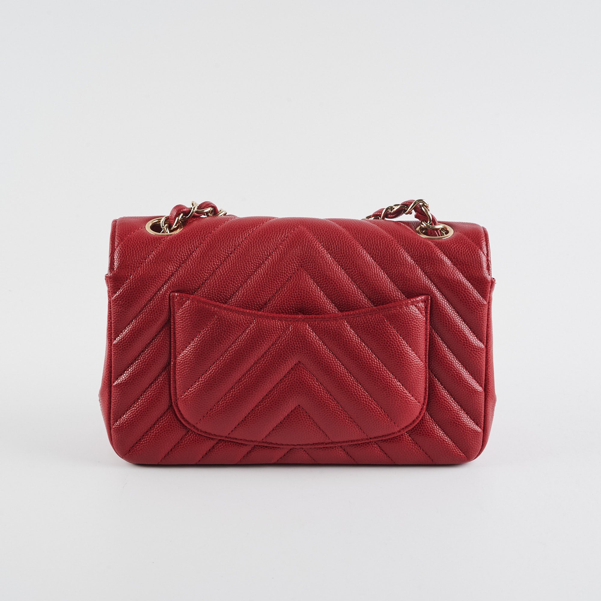 Chanel 18B Chevron Rectangular Mini Red