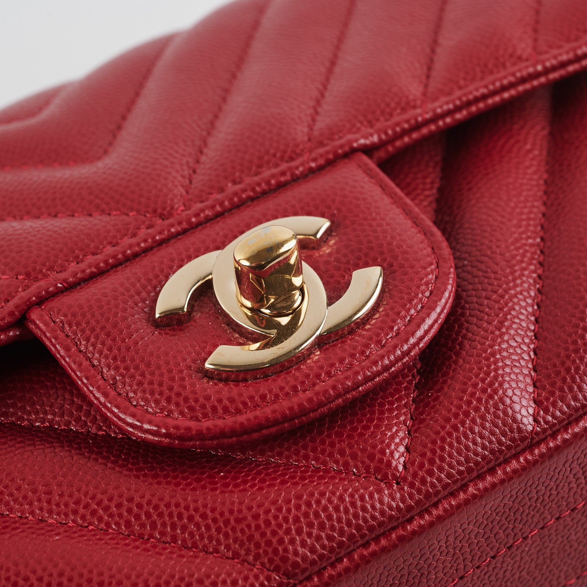 Chanel 18B Chevron Rectangular Mini Red