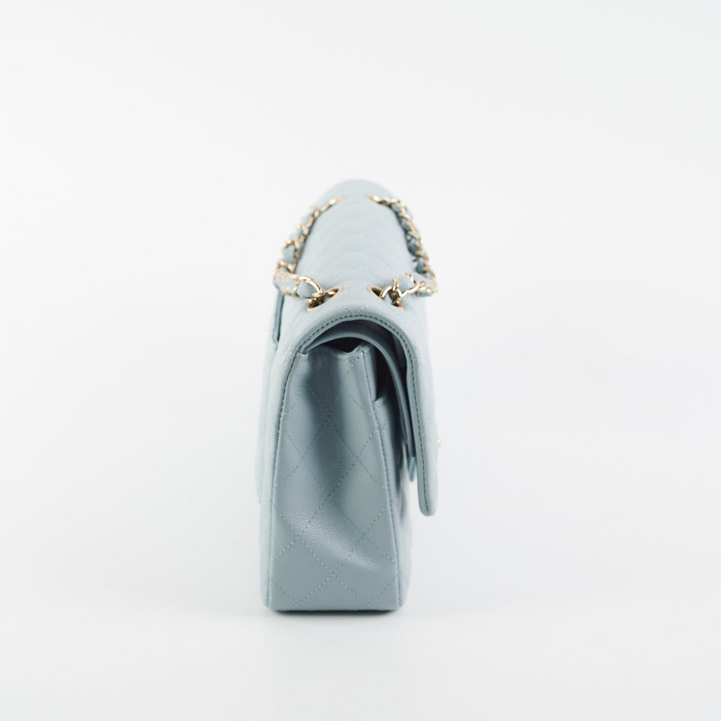 Chanel Classic Flap Medium/Large Light Blue Caviar 22P (Microchipped)