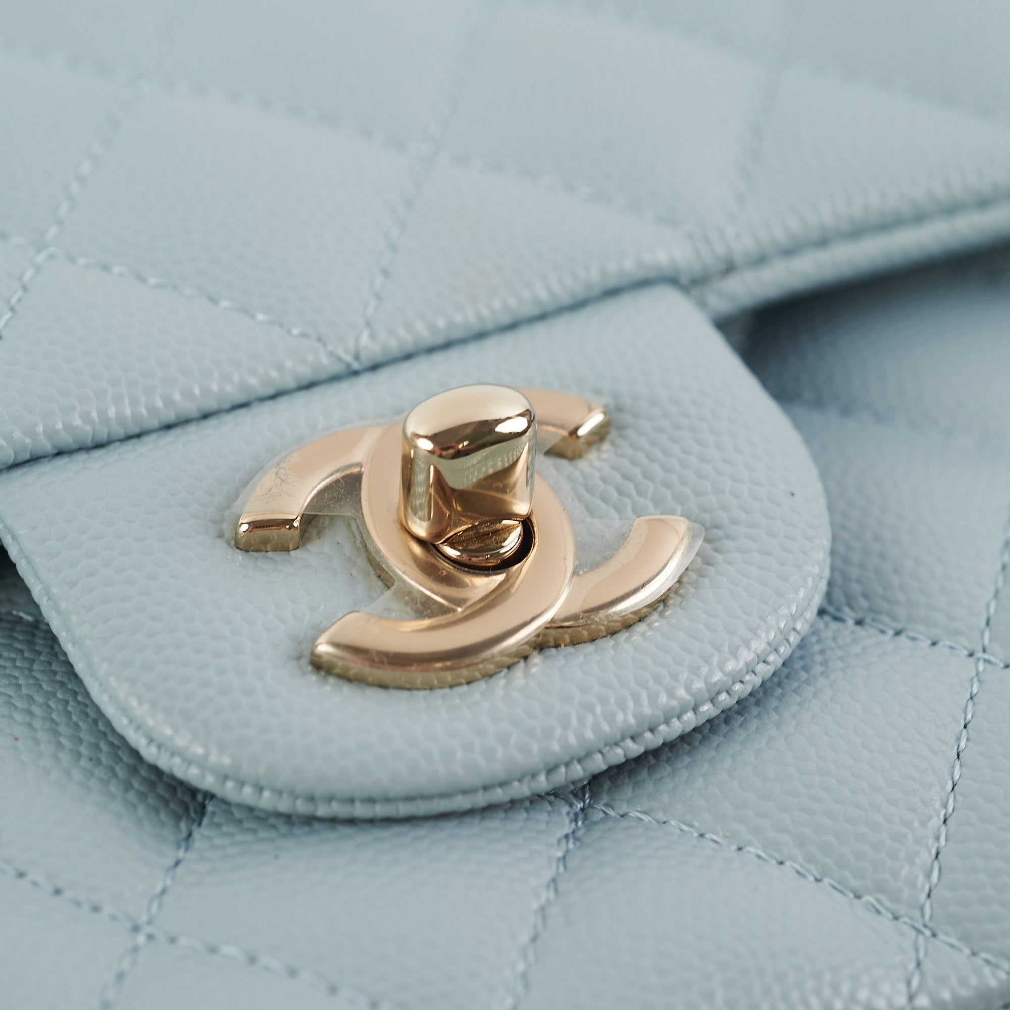 Chanel Classic Flap Medium/Large Light Blue Caviar 22P (Microchipped)