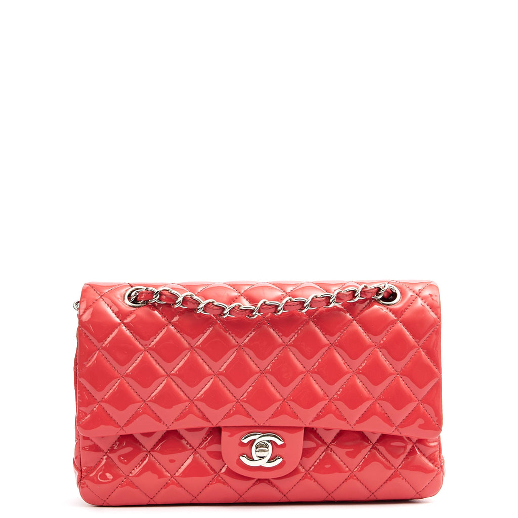 Chanel Shoulder Bag Classic Double Flap - Medium in Pink, Patent Leather