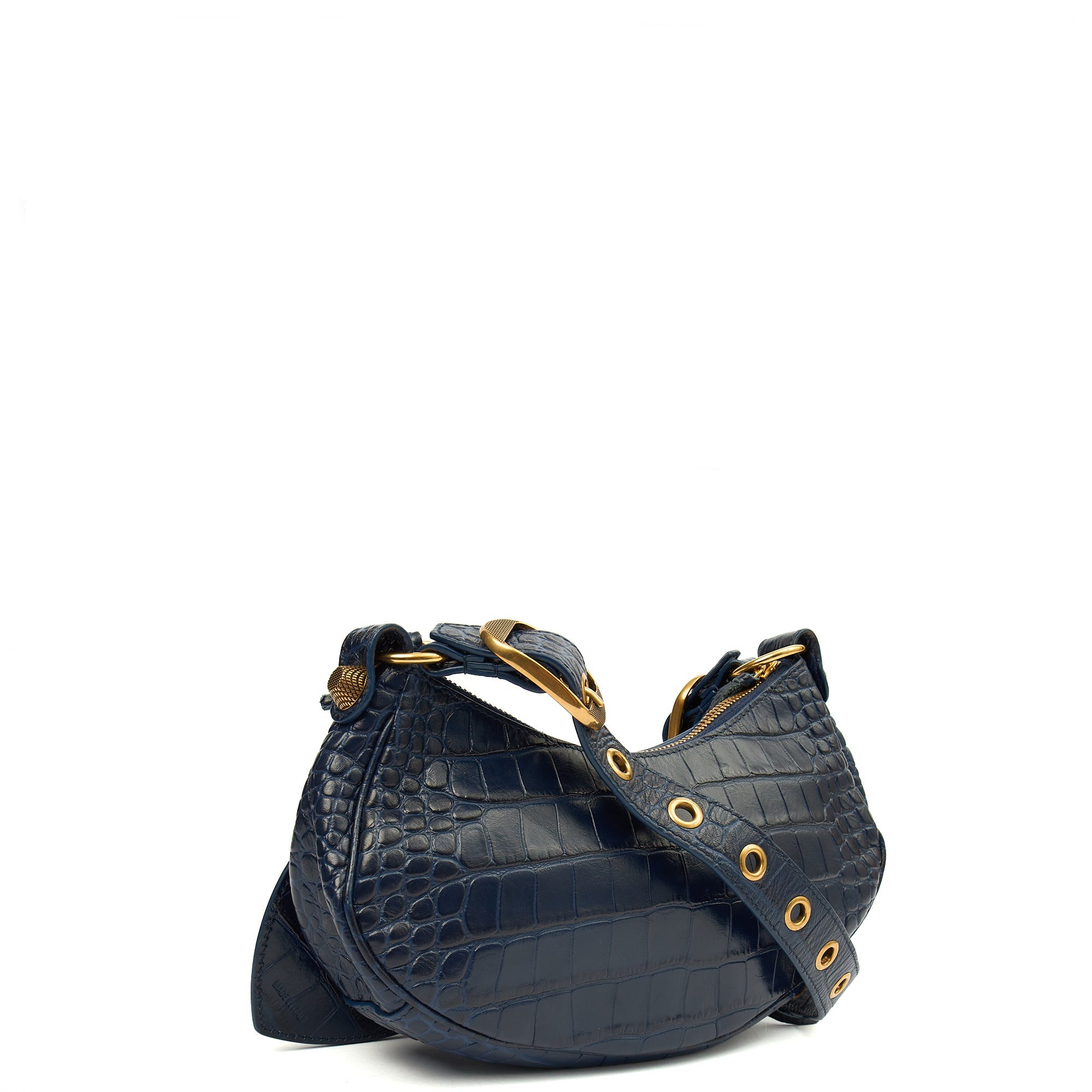 Balenciaga Shoulder Bag Le Cagole XS in Navy, Exotic Effect Leather