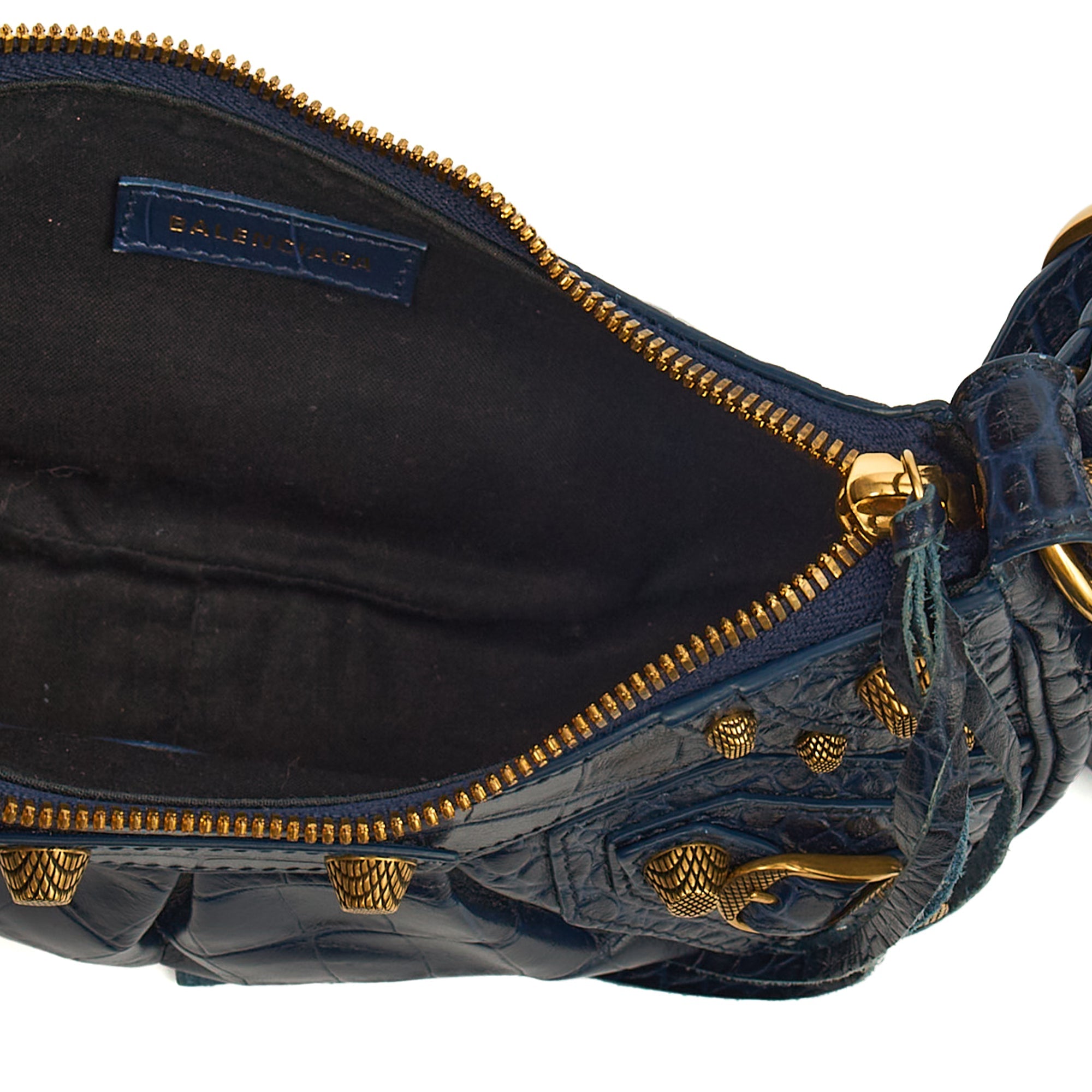 Balenciaga Shoulder Bag Le Cagole XS in Navy, Exotic Effect Leather