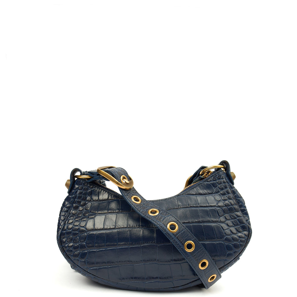 Balenciaga Shoulder Bag Le Cagole XS in Navy, Exotic Effect Leather
