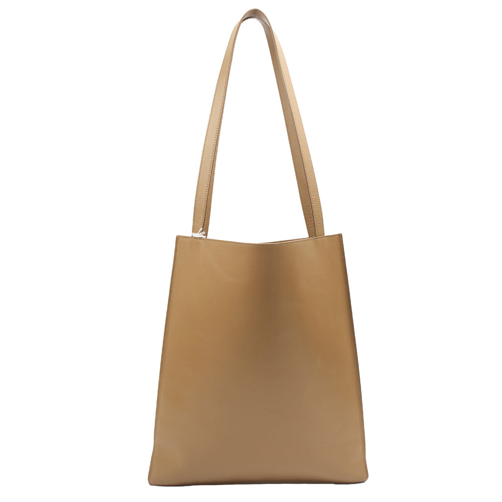 The Row Tote Flat Leather Tote in Brown, Leather