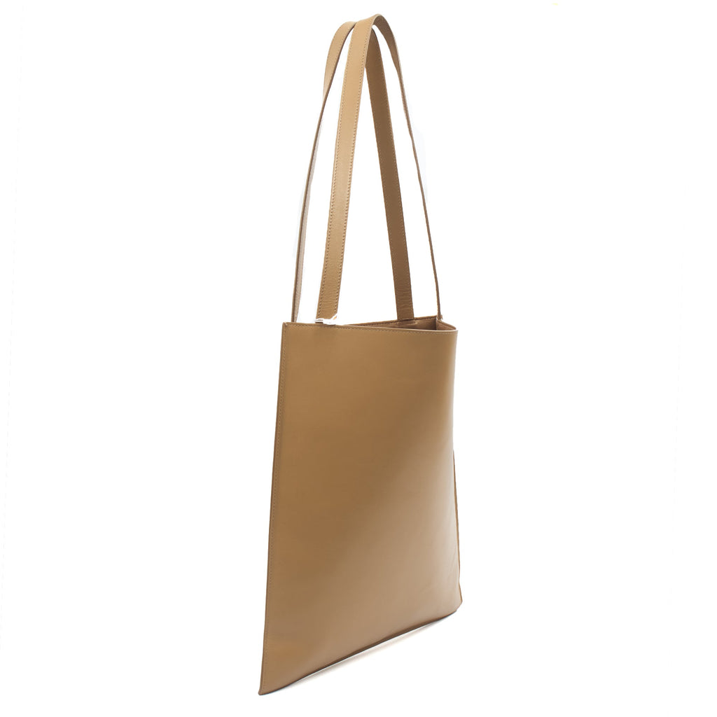 The Row Tote Flat Leather Tote in Brown, Leather