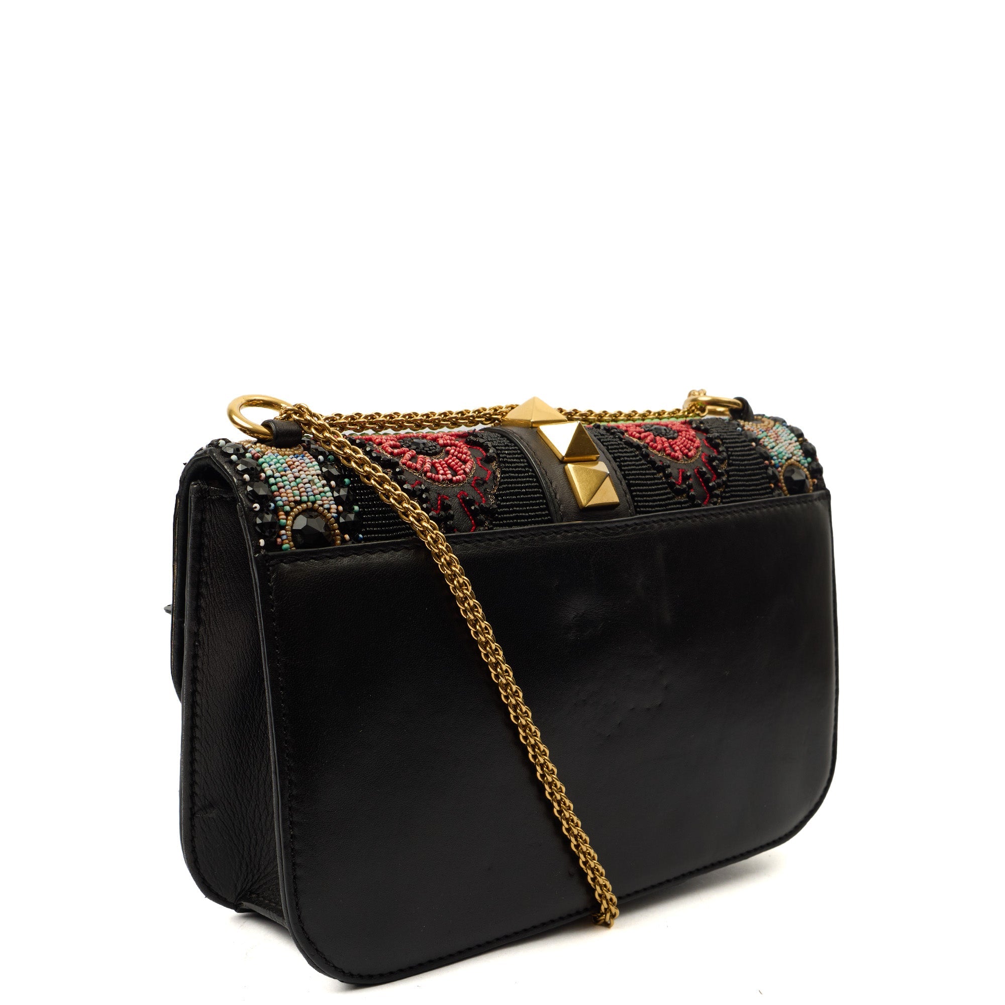 Valentino Shoulder Bag Glam Lock - Medium in Black, Calfskin