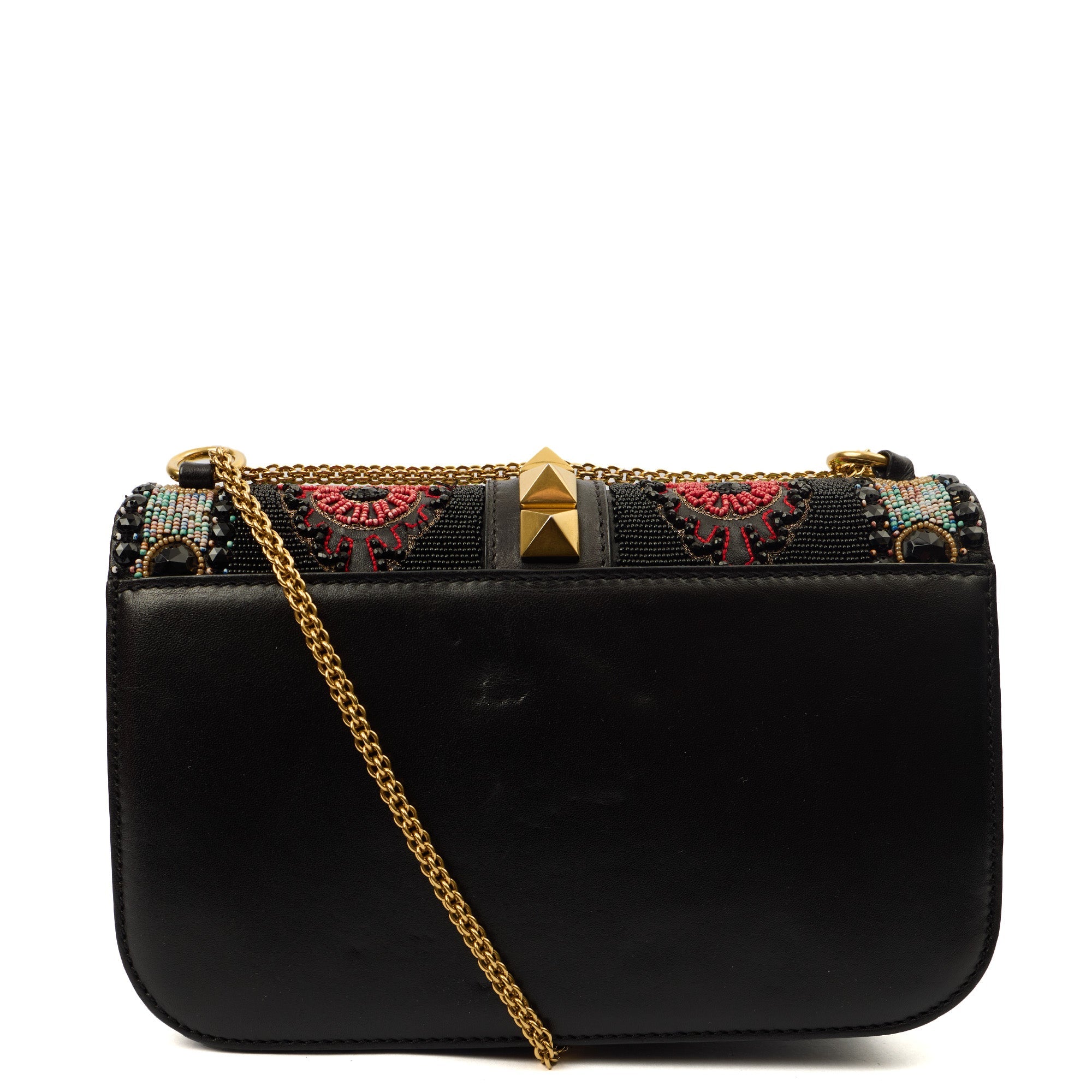 Valentino Shoulder Bag Glam Lock - Medium in Black, Calfskin