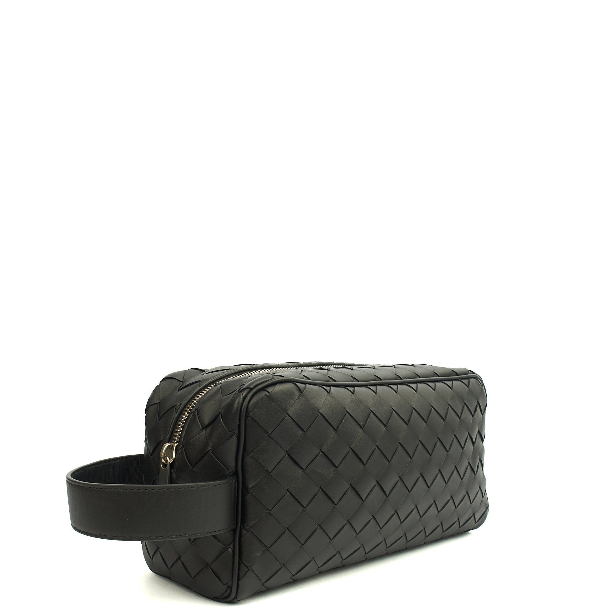 Bottega Veneta Clutch Intrecciato Zip Pouch in Black, Intrecciato Nappa