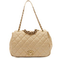 Chanel Shoulder Bag Chain Flap Bag in Neutral, Calfskin Leather