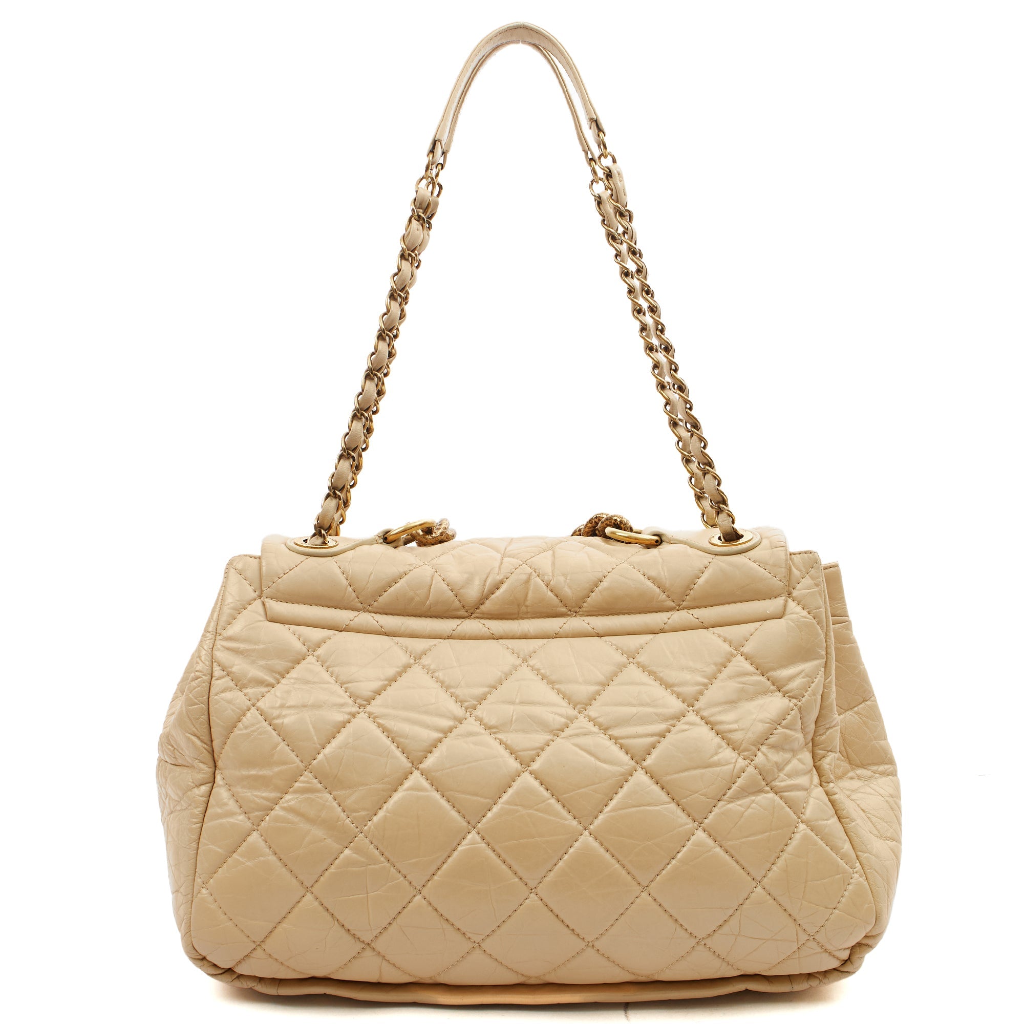 Chanel Shoulder Bag Chain Flap Bag in Neutral, Calfskin Leather