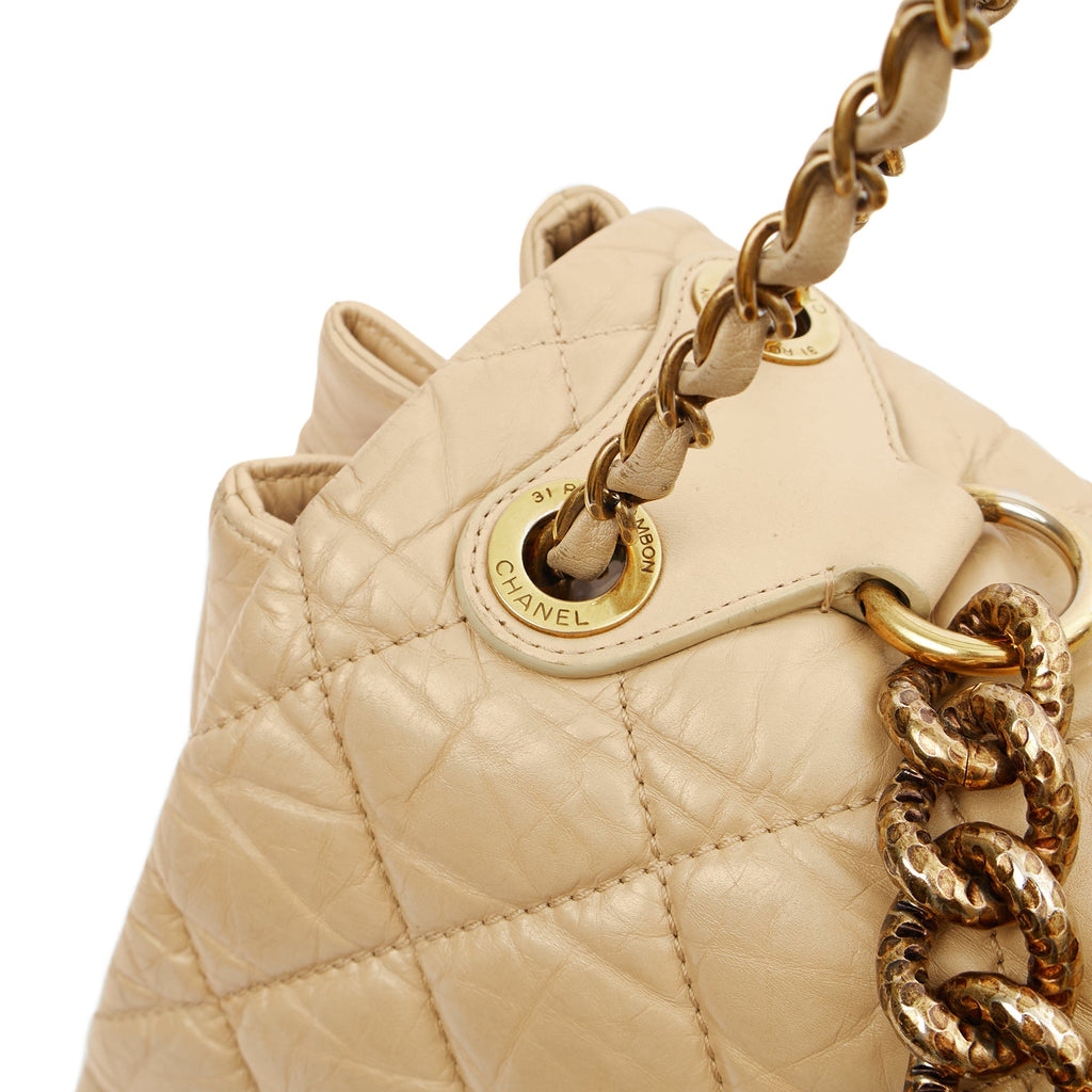 Chanel Shoulder Bag Chain Flap Bag in Neutral, Calfskin Leather