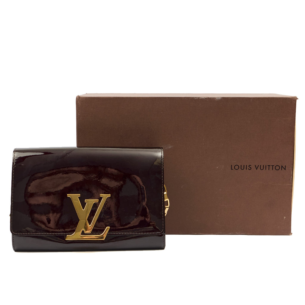 Louis Vuitton Shoulder Bag Chain Louise PM in Brown, Patent Leather