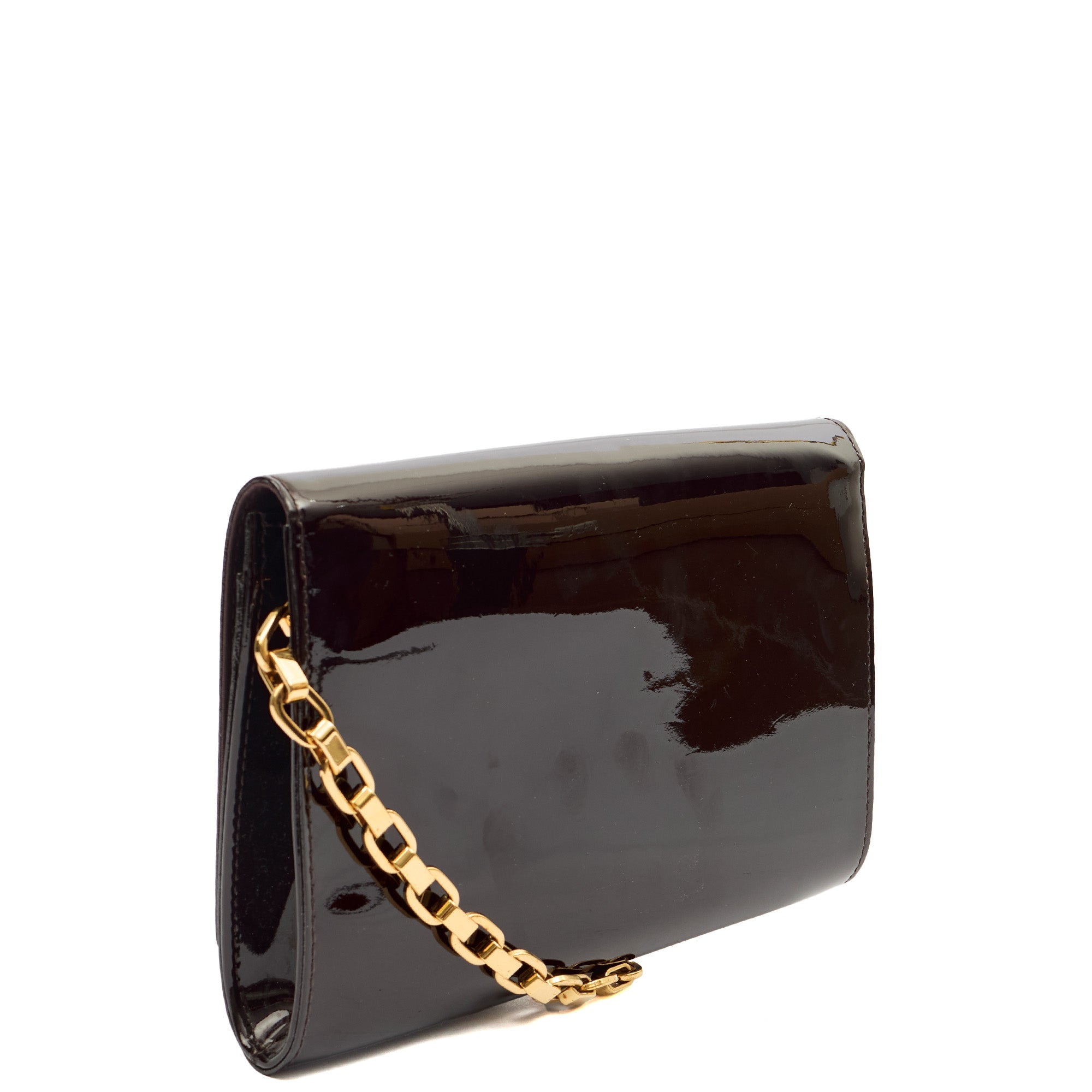 Louis Vuitton Shoulder Bag Chain Louise PM in Brown, Patent Leather
