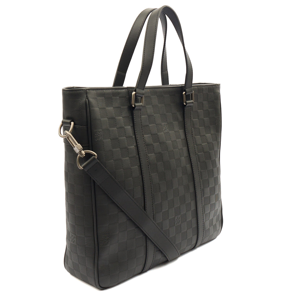 Louis Vuitton Tote Tadao  in Damier Carbon, Calfskin Leather