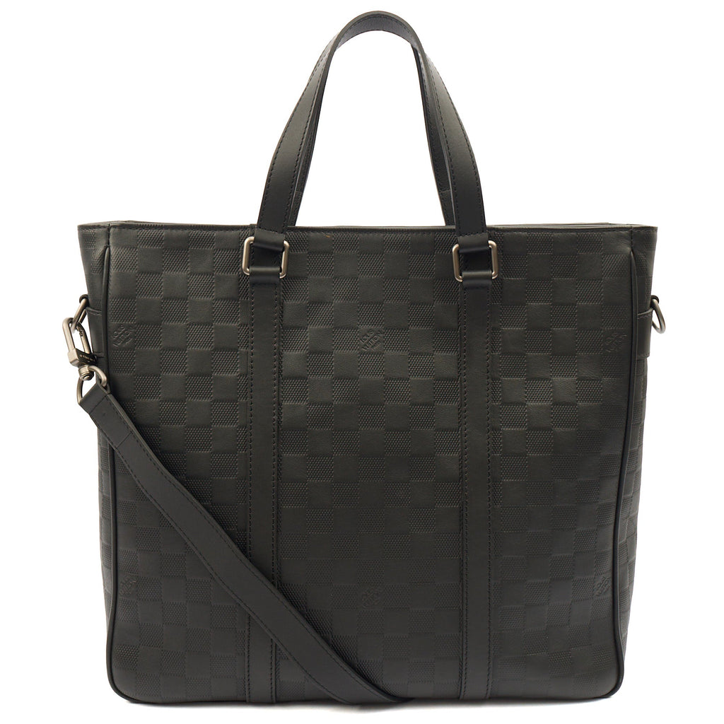 Louis Vuitton Tote Tadao  in Damier Carbon, Calfskin Leather