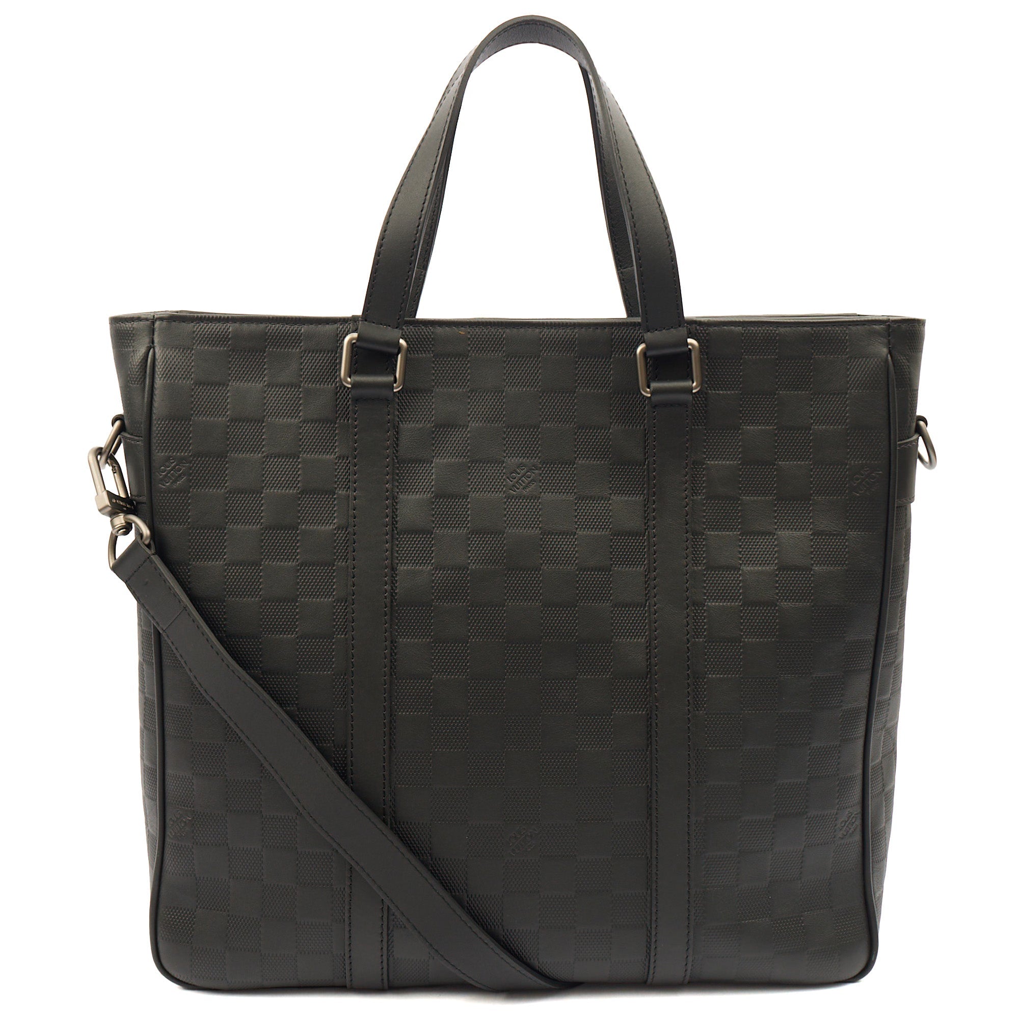 Louis Vuitton Tote Tadao  in Damier Carbon, Calfskin Leather