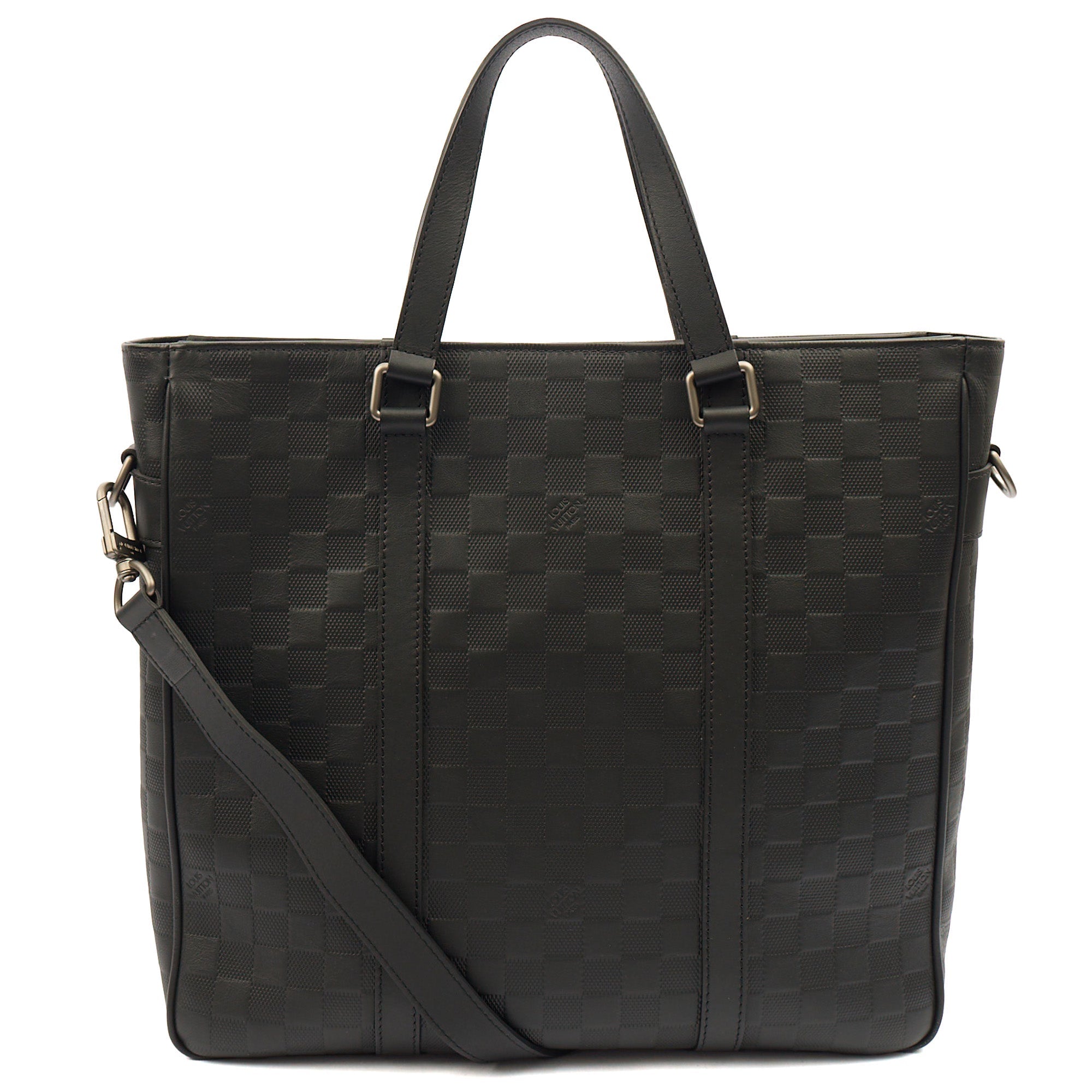 Louis Vuitton Tote Tadao  in Damier Carbon, Calfskin Leather