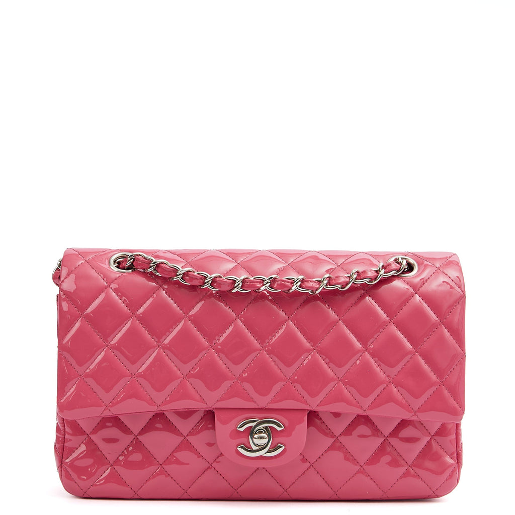 Chanel Shoulder Bag Classic Double Flap - Medium in Pink, Patent Leather