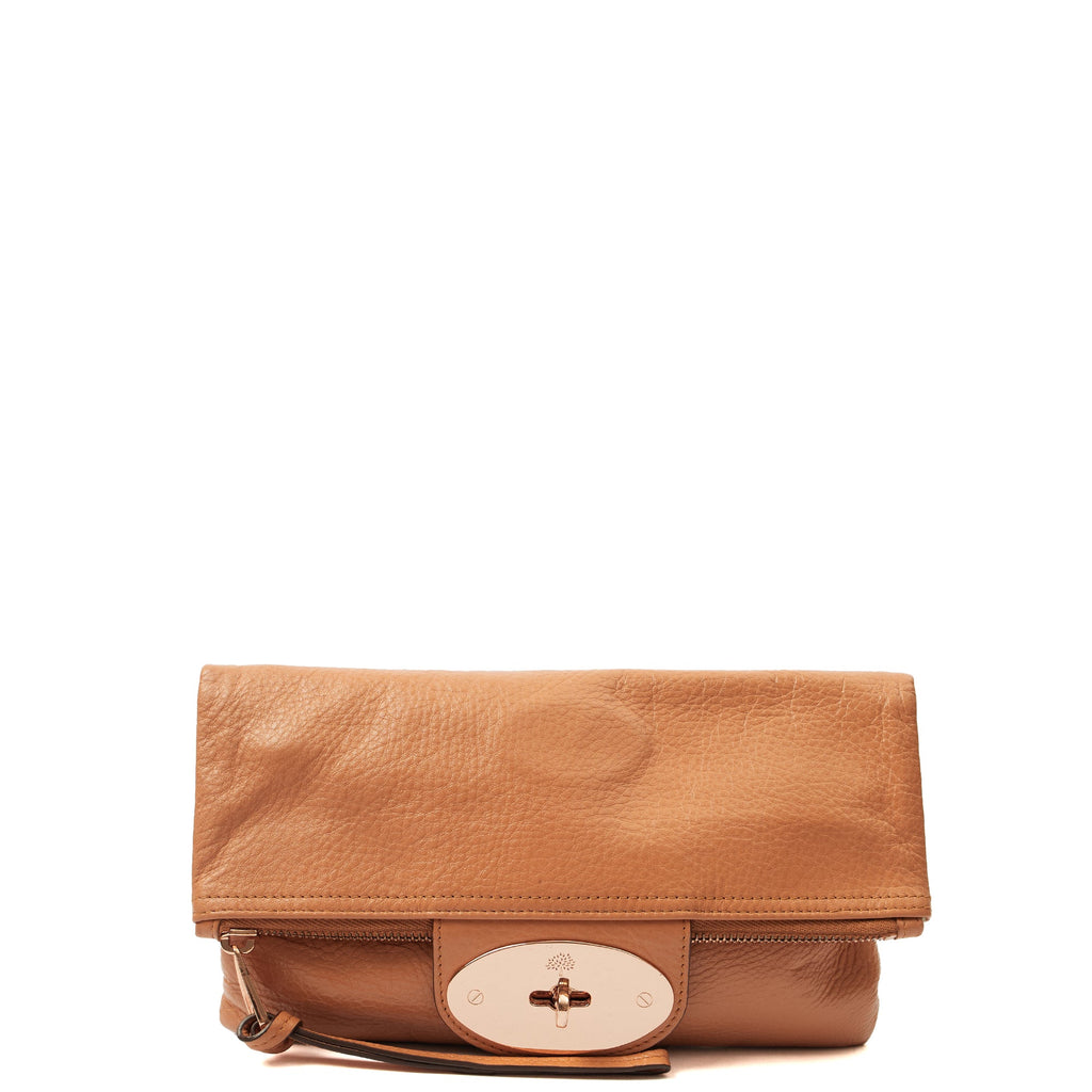 Mulberry Clutch Postman's Lock Clutch in Orange, Calfskin Leather