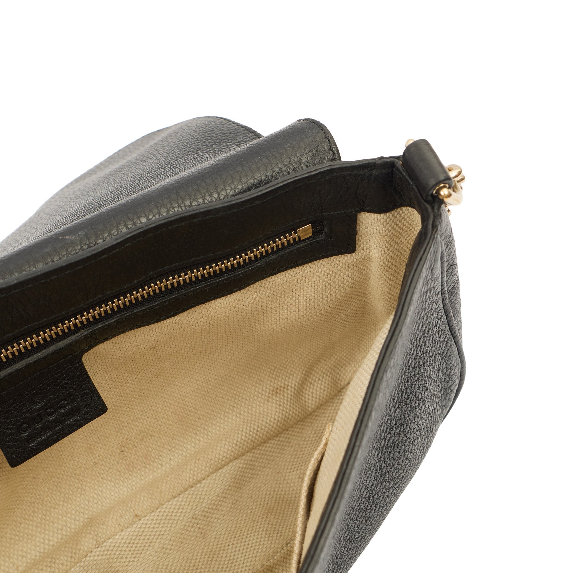 Gucci Cross Body Soho Chain Shoulder Bag in Black, Leather