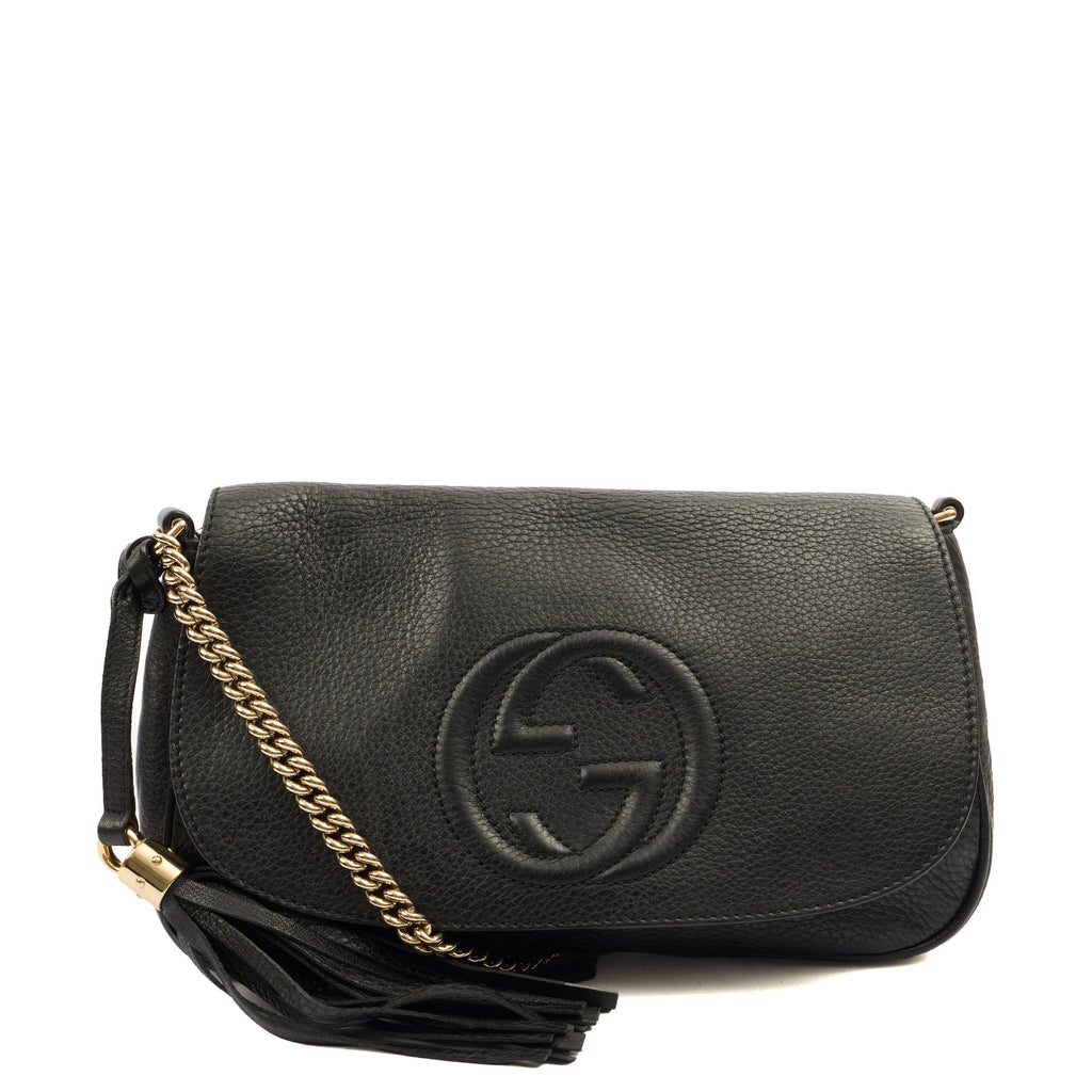 Gucci Cross Body Soho Chain Shoulder Bag in Black, Leather
