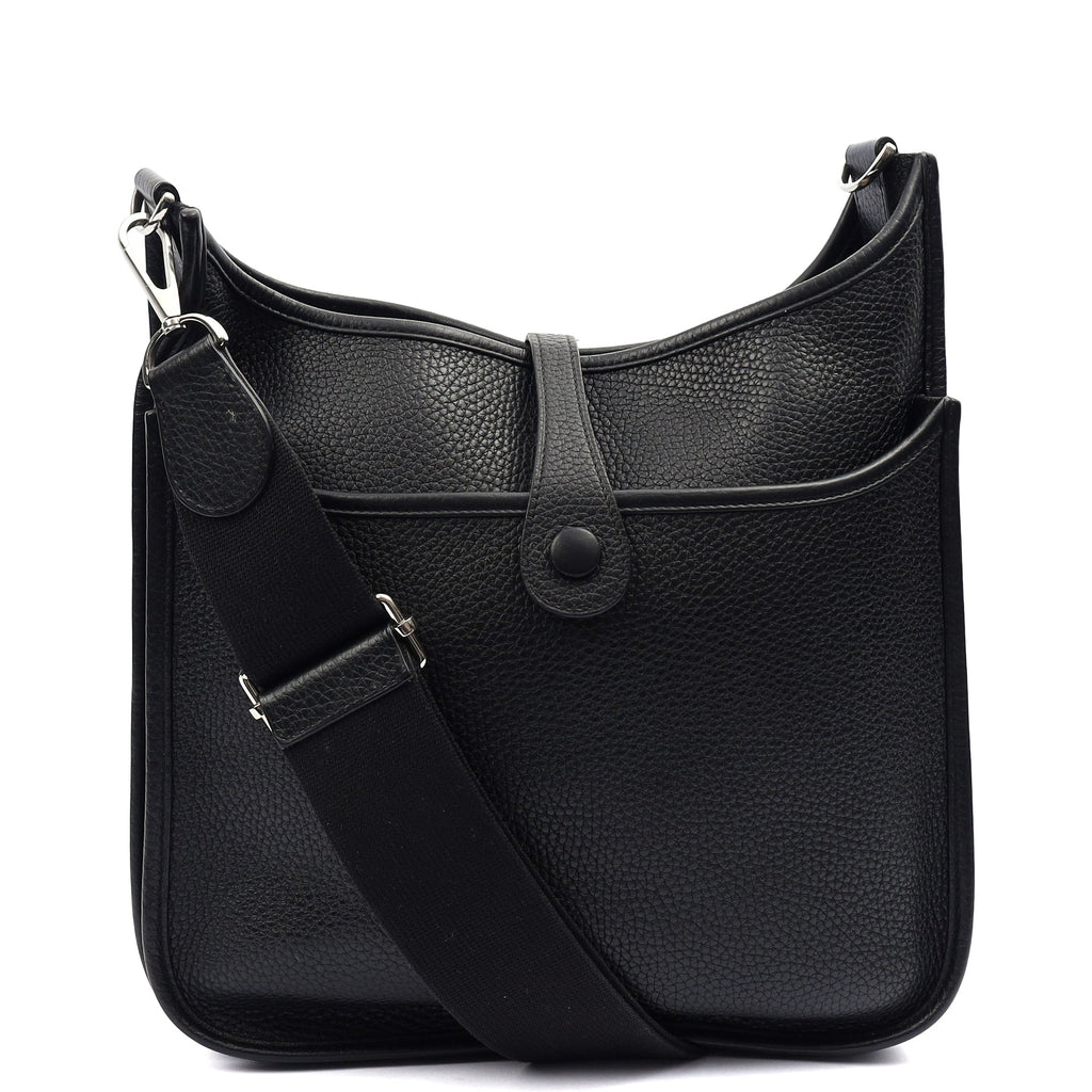 Hermes Cross Body Evelyne 29 in Black, Clemence Leather