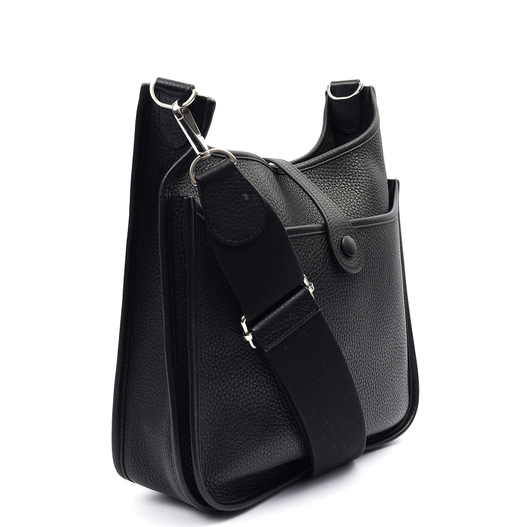 Hermes Cross Body Evelyne 29 in Black, Clemence Leather
