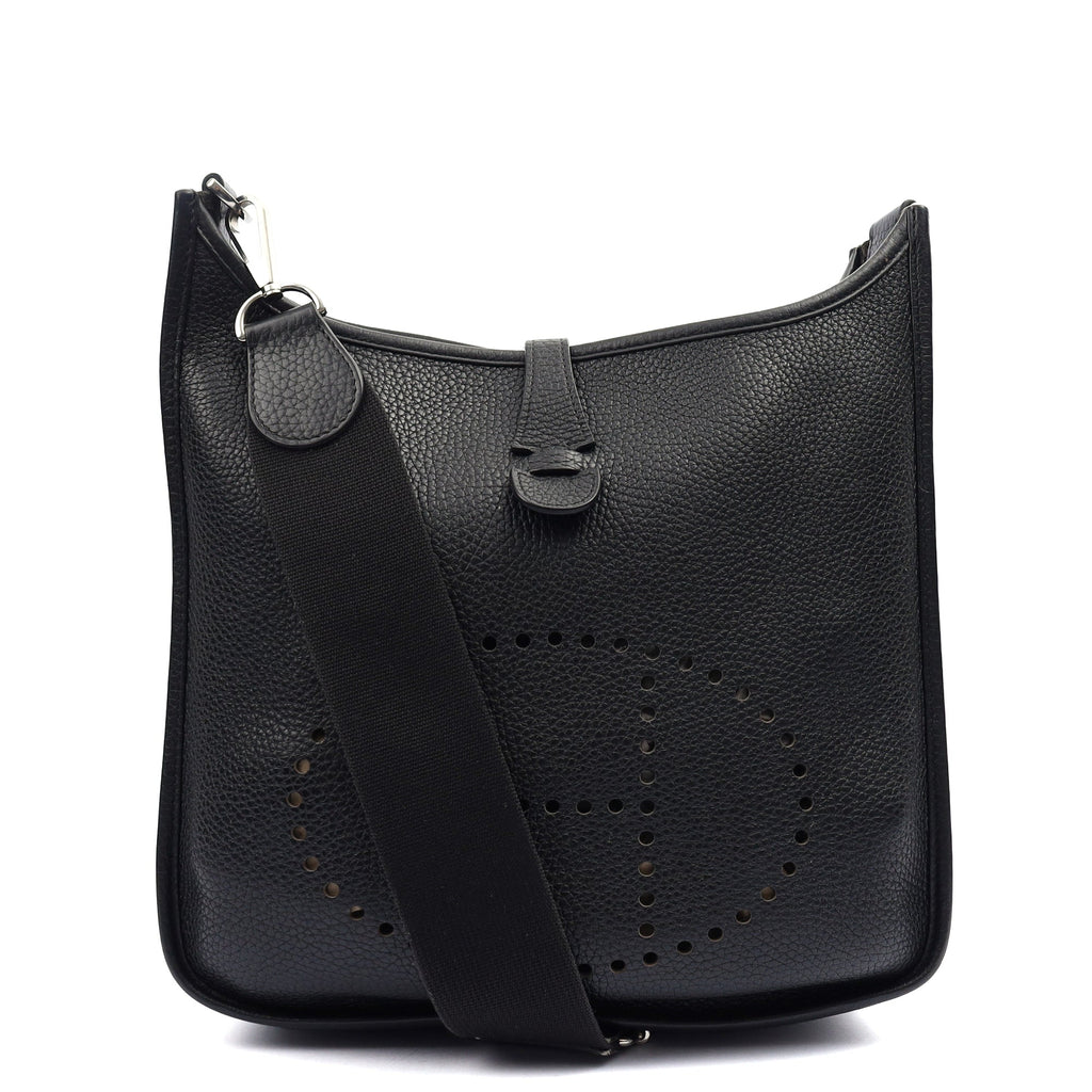 Hermes Cross Body Evelyne 29 in Black, Clemence Leather