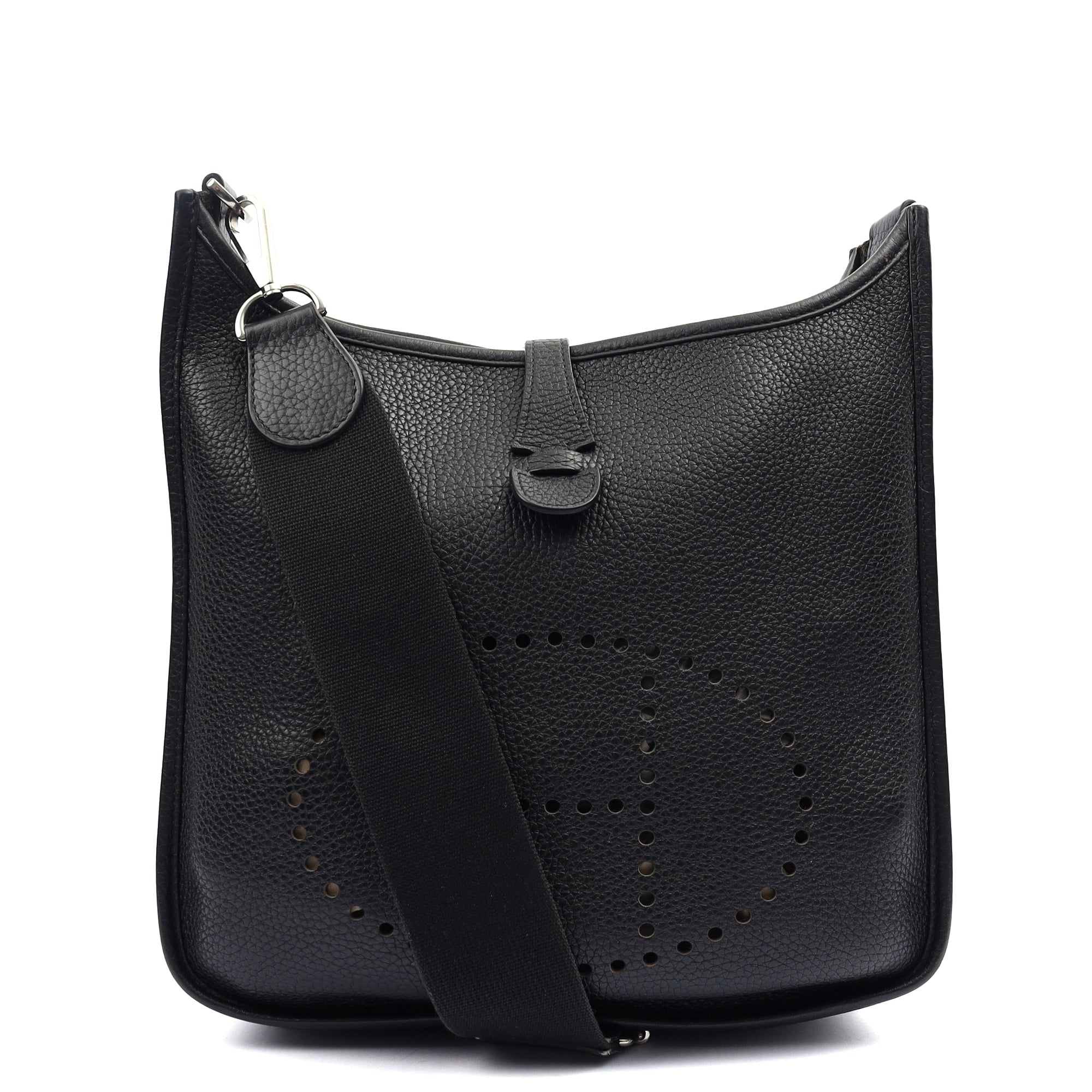 Hermes Cross Body Evelyne 29 in Black, Clemence Leather