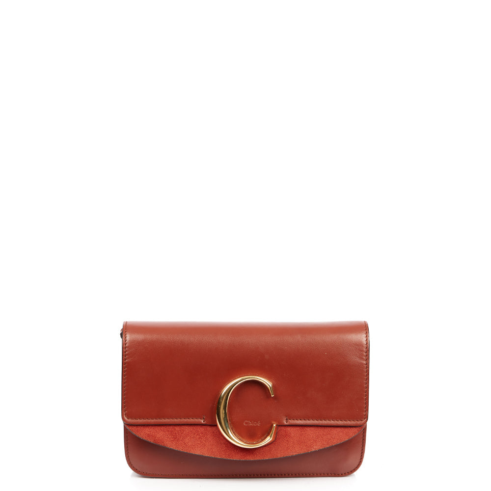 Chloe Shoulder Bag Chloe C - Small in Red, Calfskin Leather