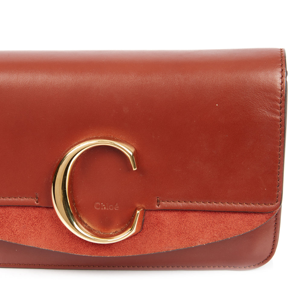 Chloe Shoulder Bag Chloe C - Small in Red, Calfskin Leather
