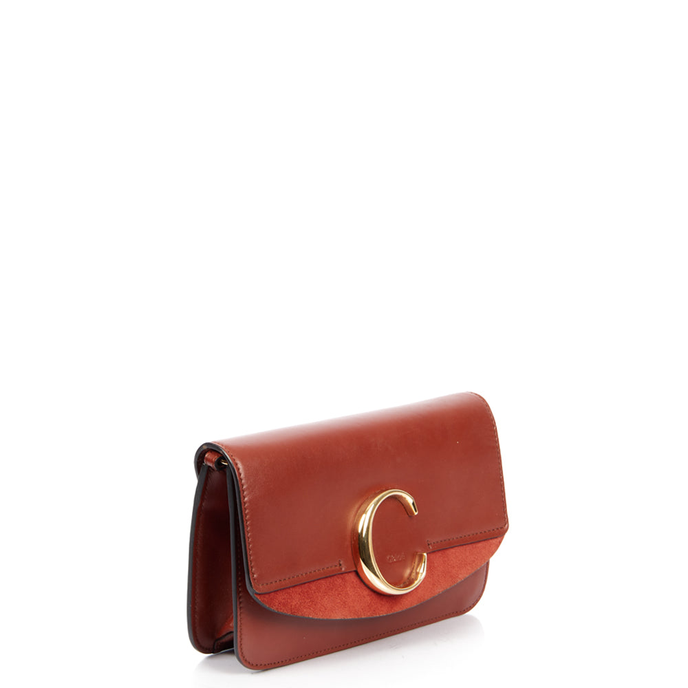 Chloe Shoulder Bag Chloe C - Small in Red, Calfskin Leather