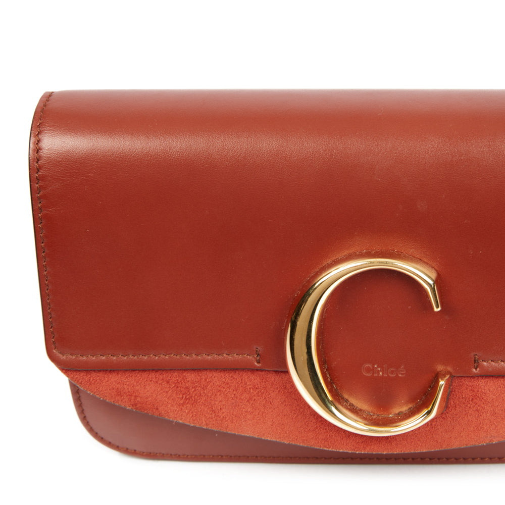 Chloe Shoulder Bag Chloe C - Small in Red, Calfskin Leather