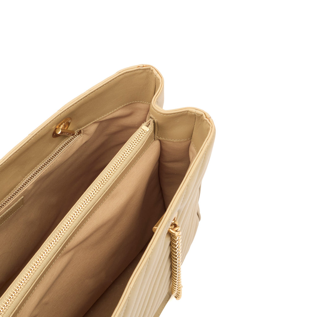 Saint Laurent Tote Monogram Tote in Green, Calfskin Leather