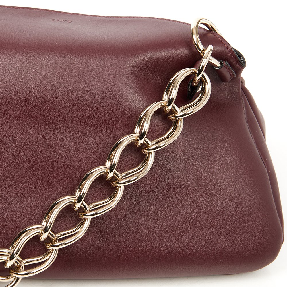 Chloe Shoulder Bag Juana Chain Bag in Plum Purple, Calfskin Leather