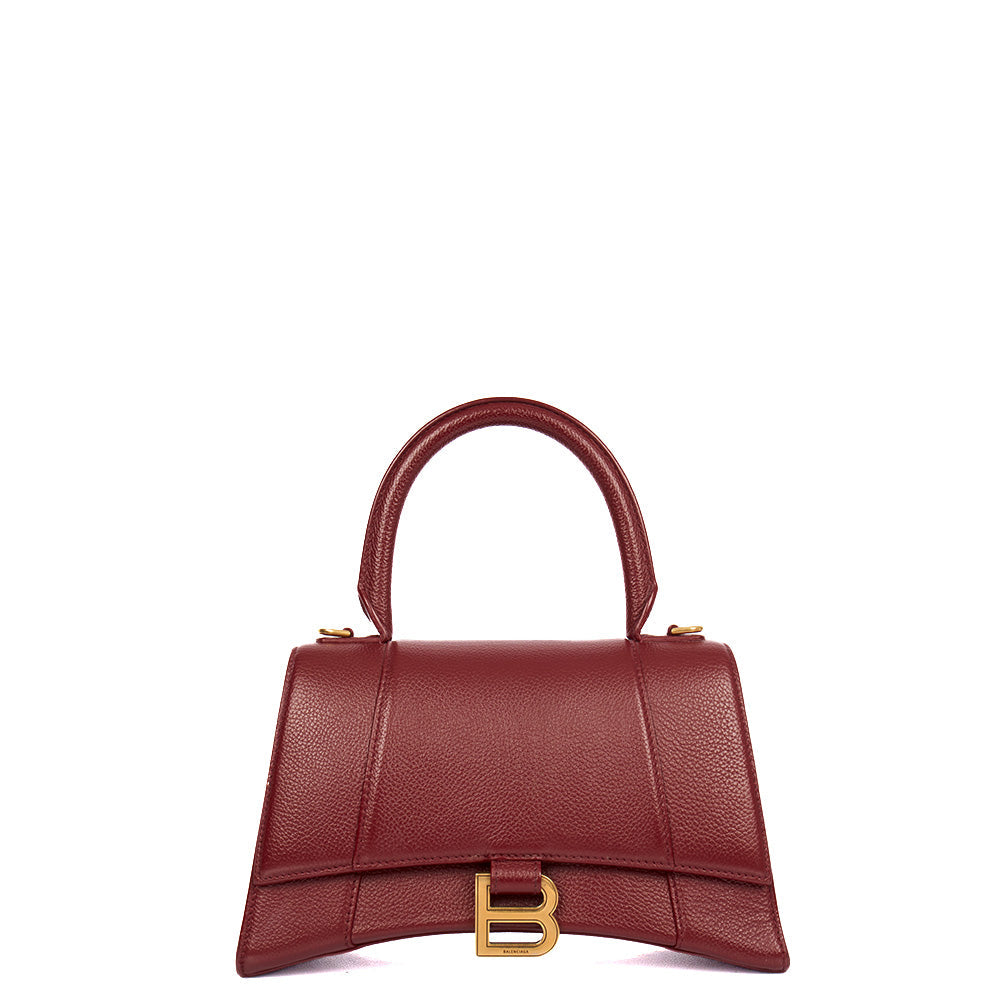 Balenciaga Top Handle Hourglass Top Handle Small in Red, Veau (Calfskin)