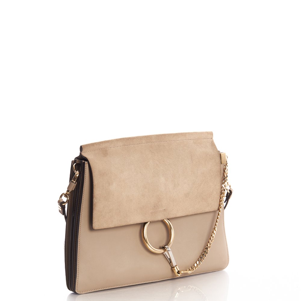 Chloe Shoulder Bag Faye Shoulder Bag in Grey, Calfskin Leather