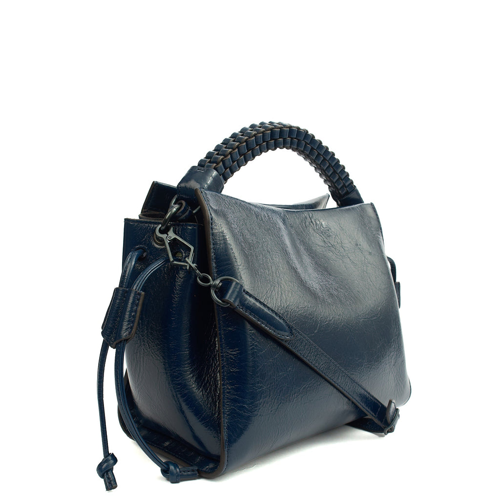 Mulberry Cross Body Iris - Small in Navy, Crinkle Patent