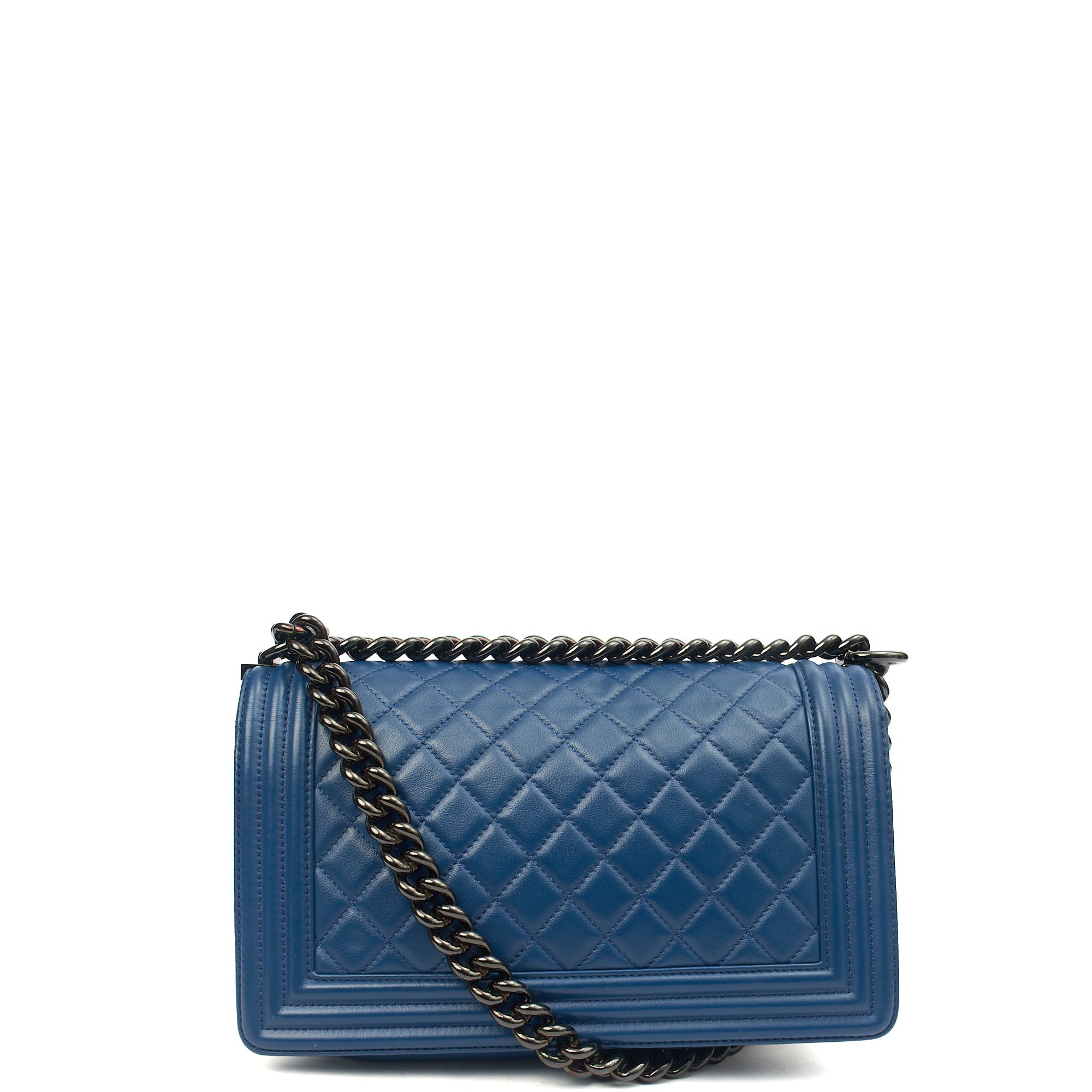 Chanel Shoulder Bag Boy - Medium in Blue, Leather