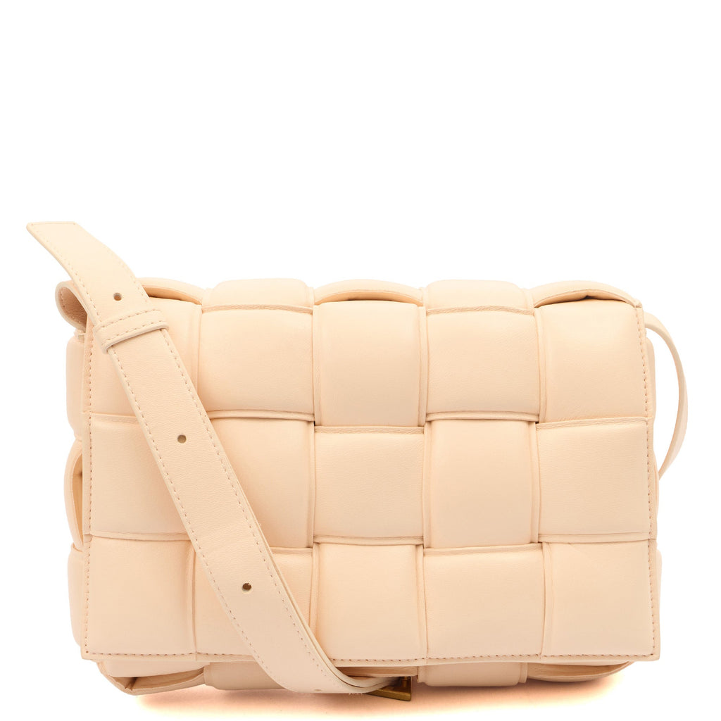 Bottega Veneta Cross Body Padded Cassette in Porridge, Leather