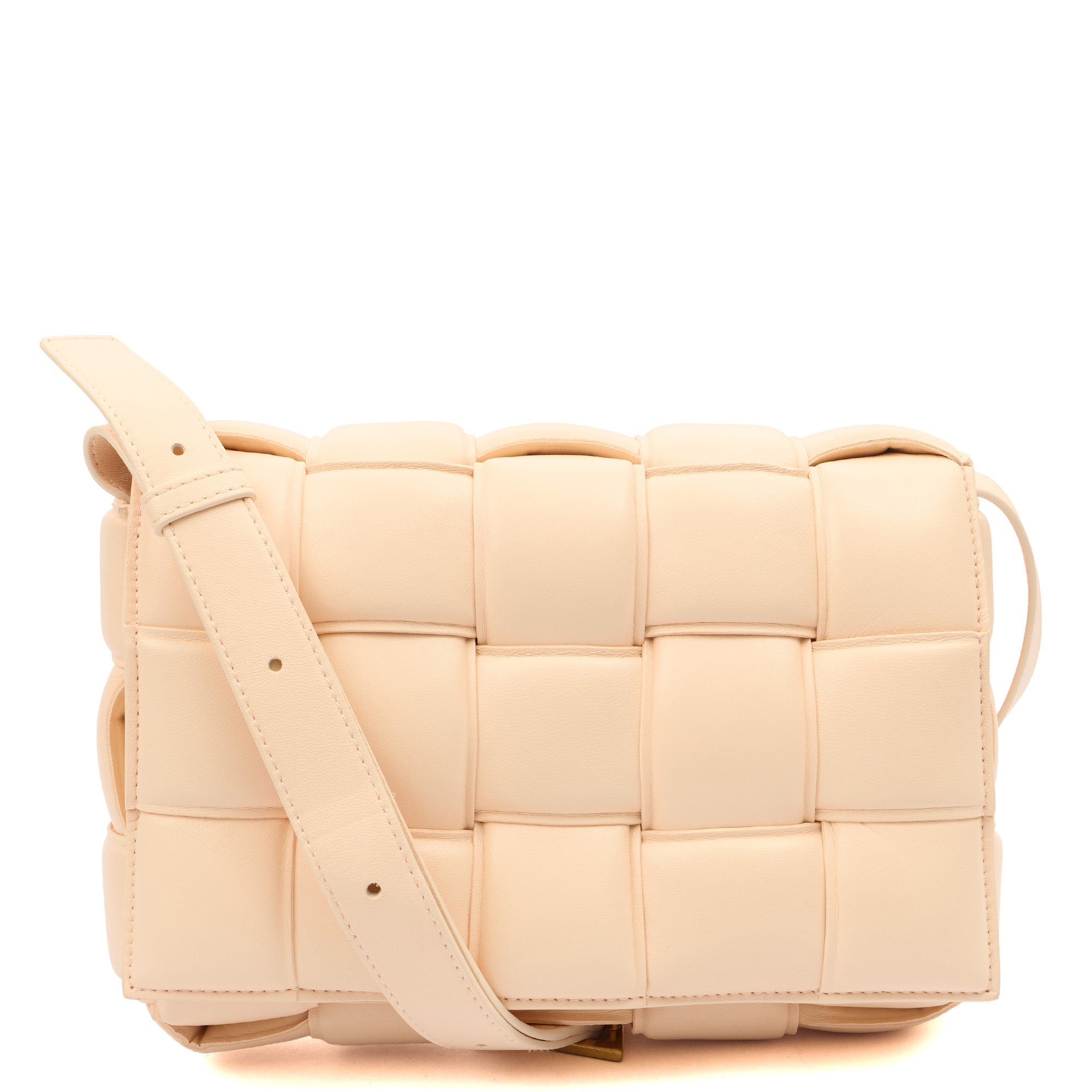 Bottega Veneta Cross Body Padded Cassette in Porridge, Leather