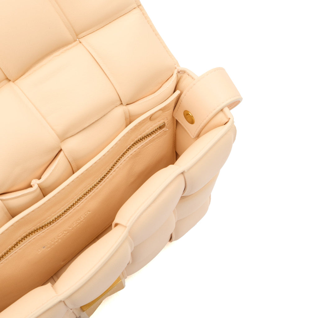 Bottega Veneta Cross Body Padded Cassette in Porridge, Leather