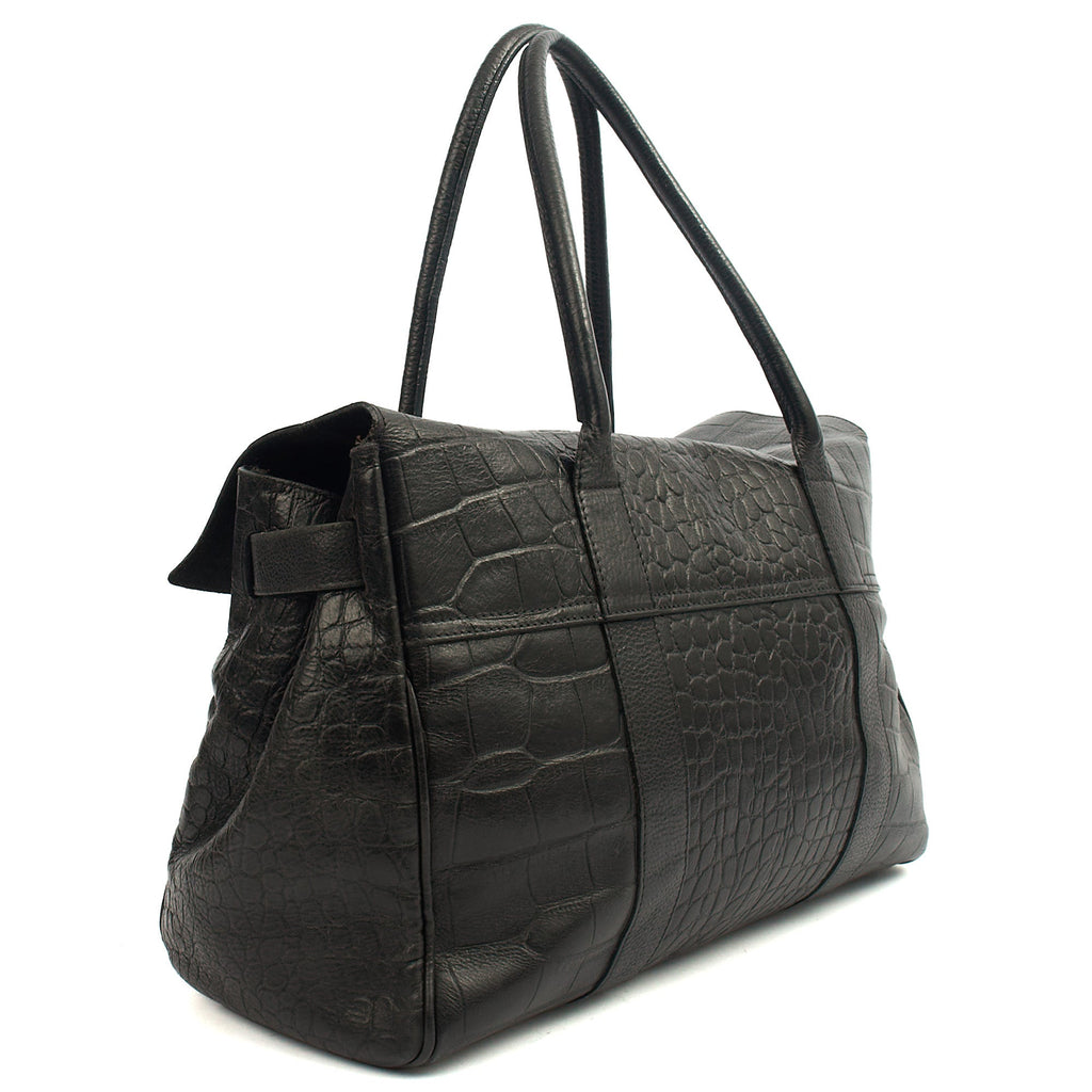 Mulberry Tote Bayswater Heritage in Black, Exotic Effect Leather