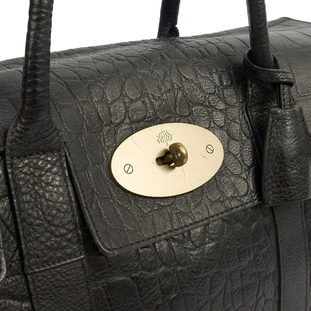 Mulberry Tote Bayswater Heritage in Black, Exotic Effect Leather