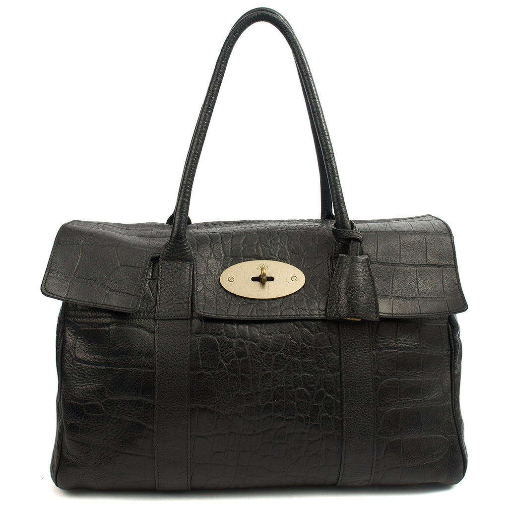 Mulberry Tote Bayswater Heritage in Black, Exotic Effect Leather
